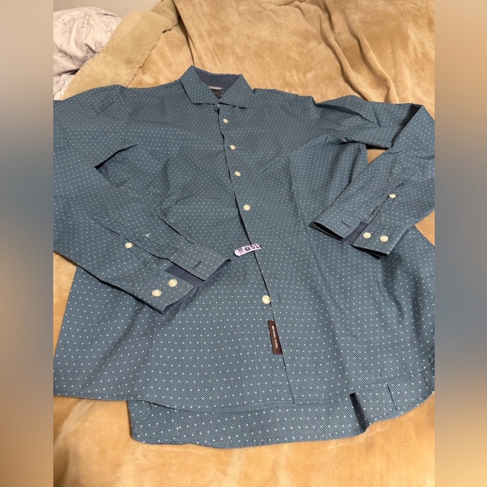 Michael Kors Slim Fit Teal Patterned Button Down Shirt Men’s Medium